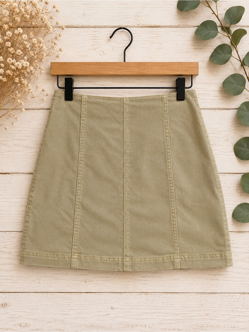 wild fable Olive Panel A-Line Mini Skirt